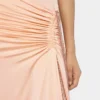 Langes Kleid aus Mesh und Jersey
