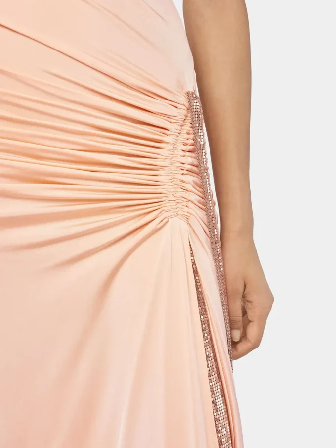 Langes Kleid aus Mesh und Jersey