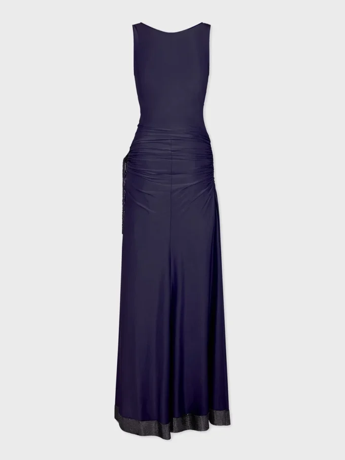 Langes Kleid aus Mesh und Jersey