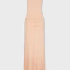 Langes Kleid aus Mesh und Jersey