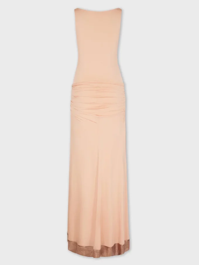 Langes Kleid aus Mesh und Jersey