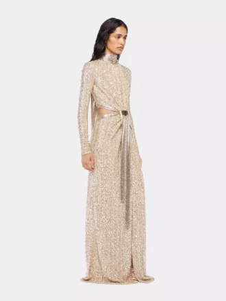 Langes Kleid aus Mesh und Pailletten
