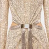 Langes Kleid aus Mesh und Pailletten
