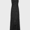 Langes Kreppkleid mit Perlenstickerei