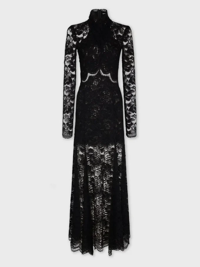Langes Spitzenkleid mit Cut-Out-Details
