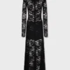 Langes Spitzenkleid mit Cut-Out-Details