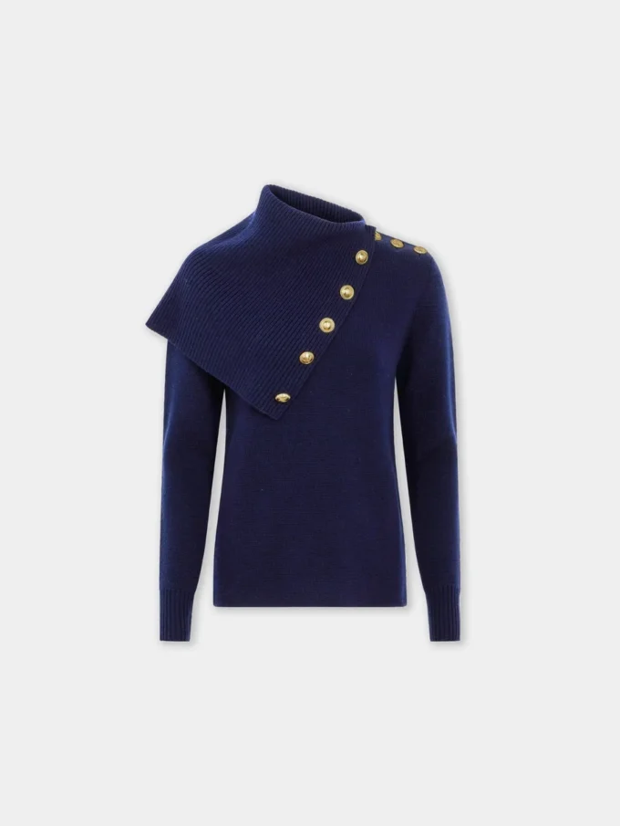 Marineblauer Pullover aus Wolle
