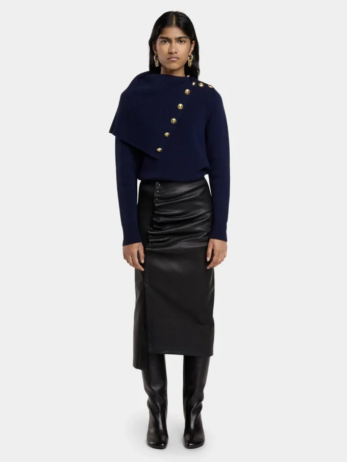 Marineblauer Pullover aus Wolle