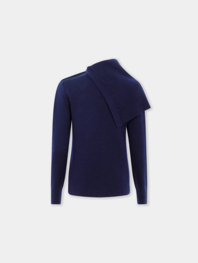 Marineblauer Pullover aus Wolle