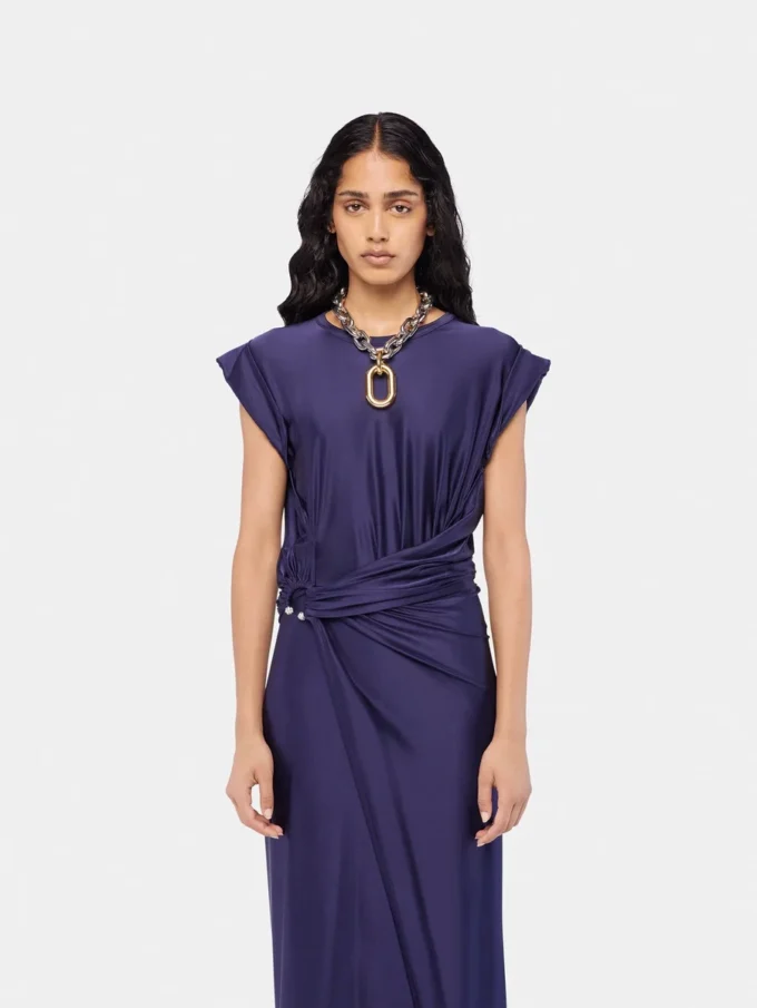 Midi-Jerseykleid mit Piercing-Details
