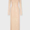 Midi-Kleid aus Spitze mit Paillettenstickereien