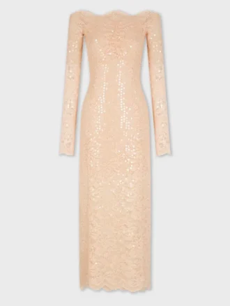 Midi-Kleid aus Spitze mit Paillettenstickereien