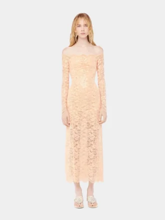 Midi-Kleid aus Spitze mit Paillettenstickereien