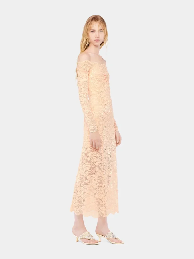Midi-Kleid aus Spitze mit Paillettenstickereien