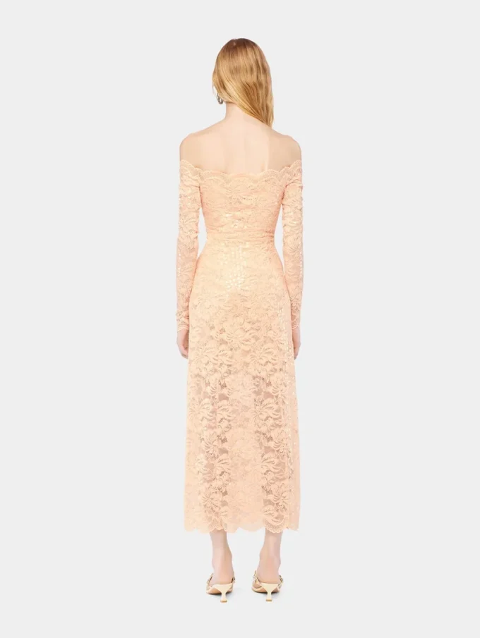 Midi-Kleid aus Spitze mit Paillettenstickereien