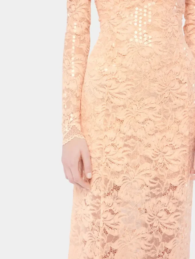 Midi-Kleid aus Spitze mit Paillettenstickereien