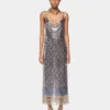 Midikleid aus bedrucktem Mesh
