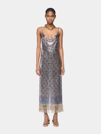Midikleid aus bedrucktem Mesh