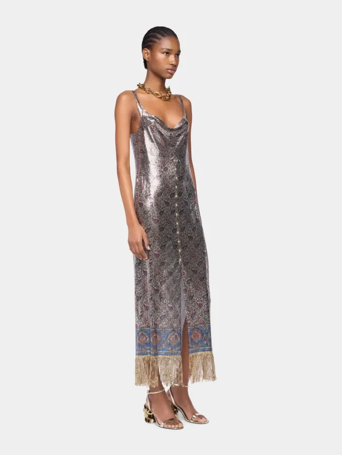 Midikleid aus bedrucktem Mesh