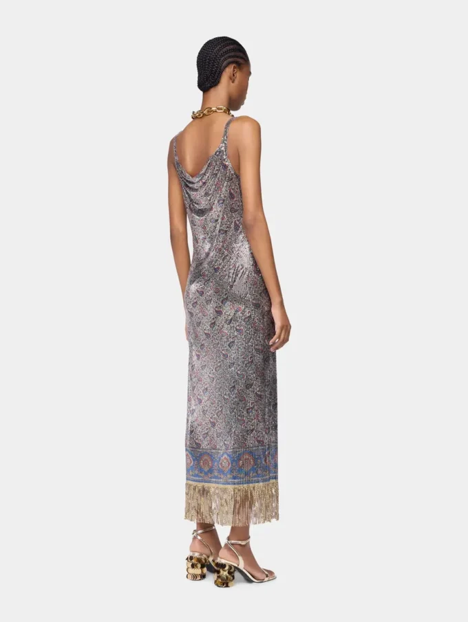 Midikleid aus bedrucktem Mesh