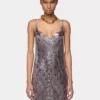 Midikleid aus bedrucktem Mesh