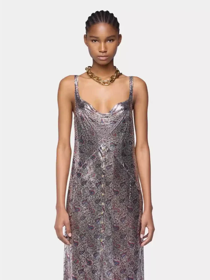 Midikleid aus bedrucktem Mesh