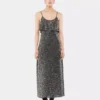 Midikleid aus Krepp mit Paillettenstickerei