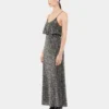 Midikleid aus Krepp mit Paillettenstickerei