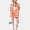 Mini-T-Shirt-Kleid aus Baumwolle und Pailletten