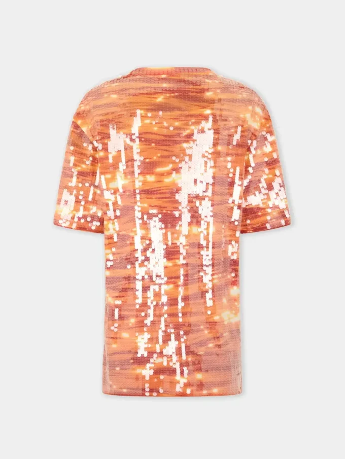 Mini-T-Shirt-Kleid aus Baumwolle und Pailletten