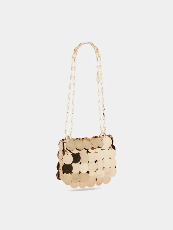 Nano-Tasche mit goldenen Glitzerscheiben