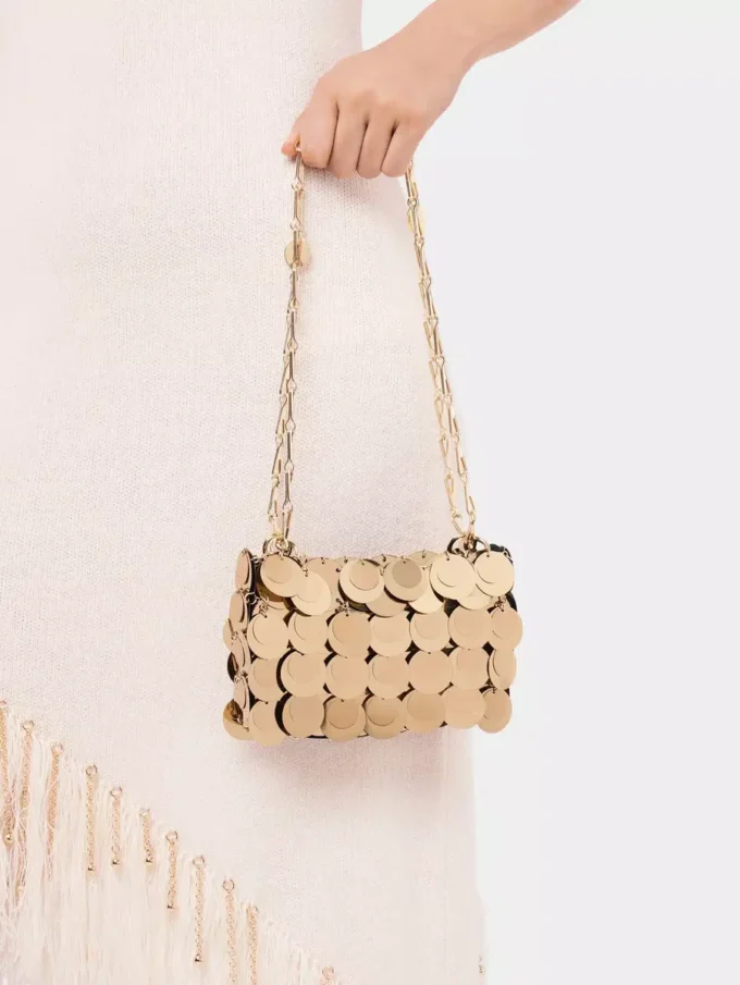 Nano-Tasche mit goldenen Glitzerscheiben