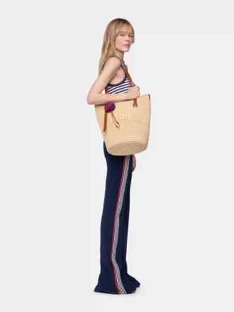 Natürliche Raffia-Tasche mit Anhängern