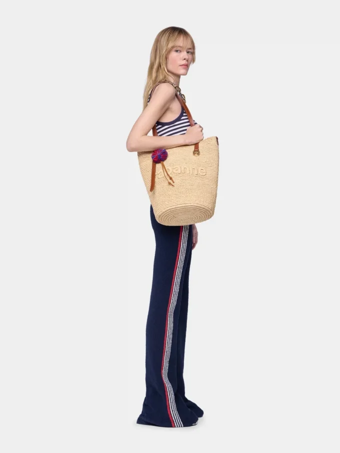 Natürliche Raffia-Tasche mit Anhängern