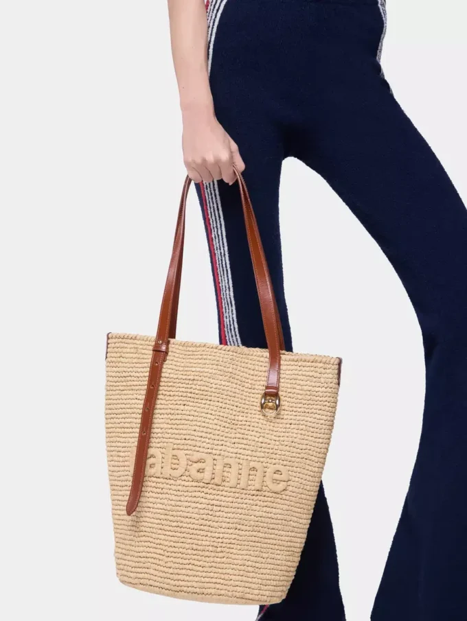 Natürliche Raffia-Tasche mit Anhängern