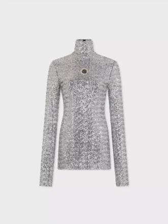 Pailletten-Rollkragenpullover
