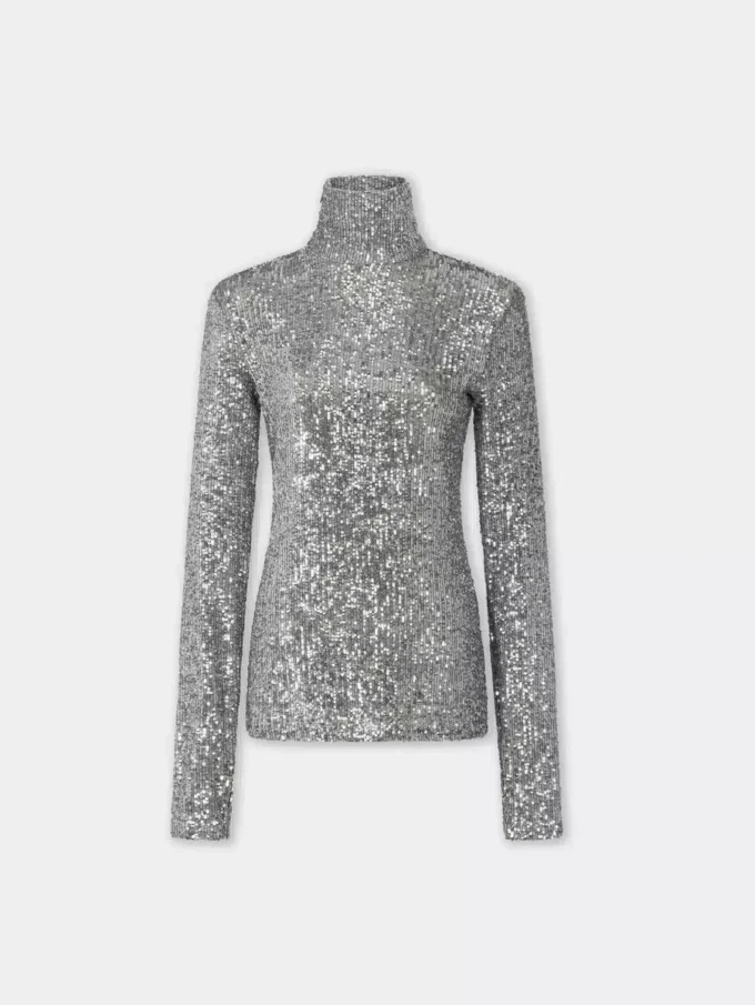 Rollkragenpullover mit Pailletten