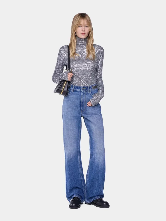 Rollkragenpullover mit Pailletten