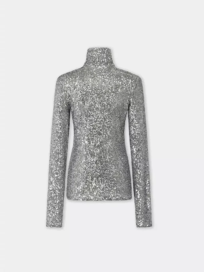 Rollkragenpullover mit Pailletten