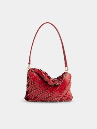 Rote Paco-Schultertasche aus Kalbsleder