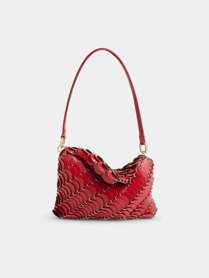 Rote Paco-Schultertasche aus Kalbsleder