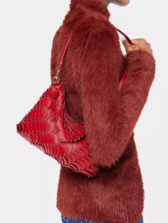 Rote Paco-Schultertasche aus Kalbsleder