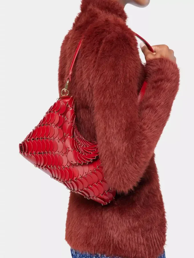 Rote Paco-Schultertasche aus Kalbsleder