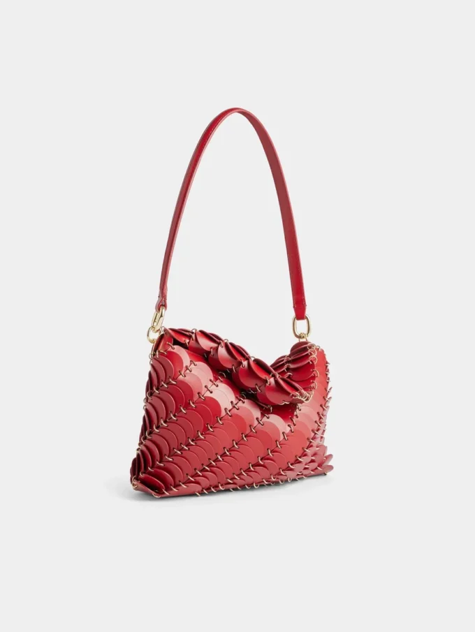Rote Paco-Schultertasche aus Kalbsleder