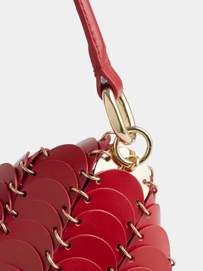Rote Paco-Schultertasche aus Kalbsleder