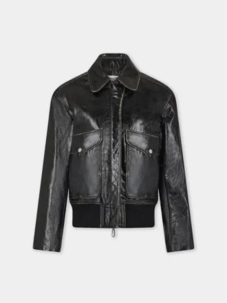 Schwarze Fliegerjacke aus Leder