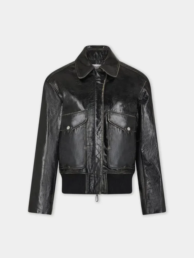 Schwarze Fliegerjacke aus Leder