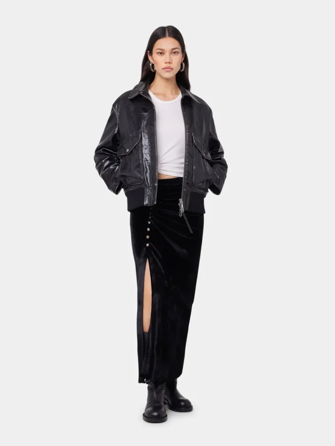 Schwarze Fliegerjacke aus Leder