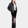 Schwarze Fliegerjacke aus Leder