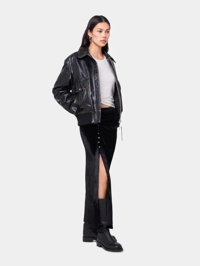 Schwarze Fliegerjacke aus Leder